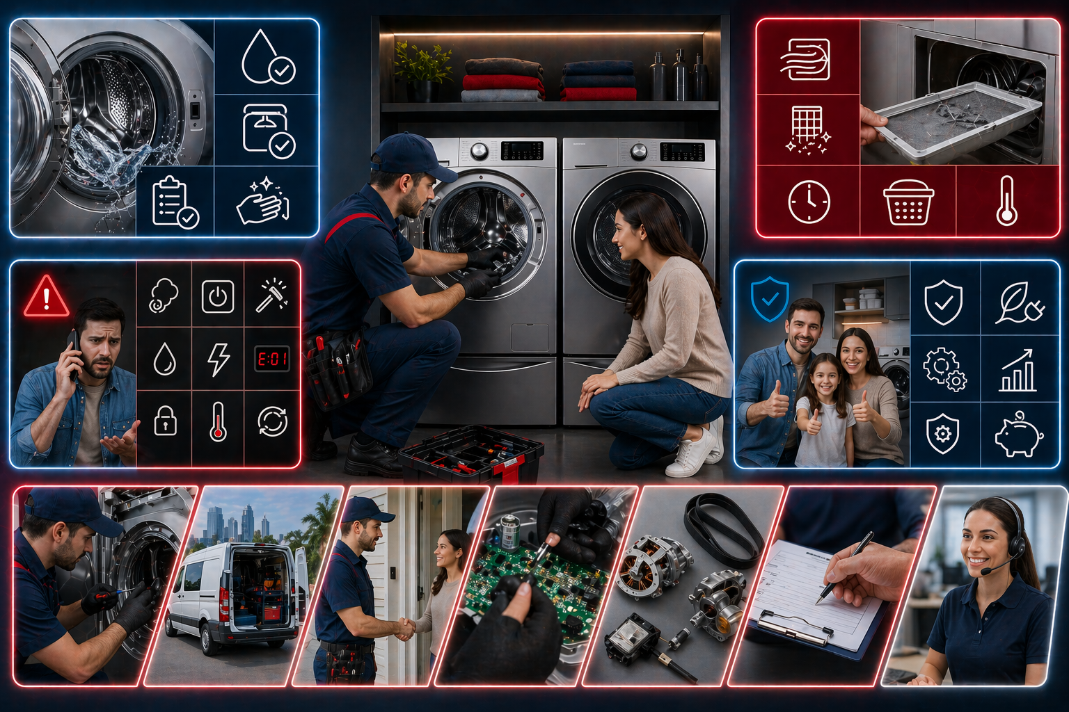 Técnico reparando lavadora Frigidaire en Panamá