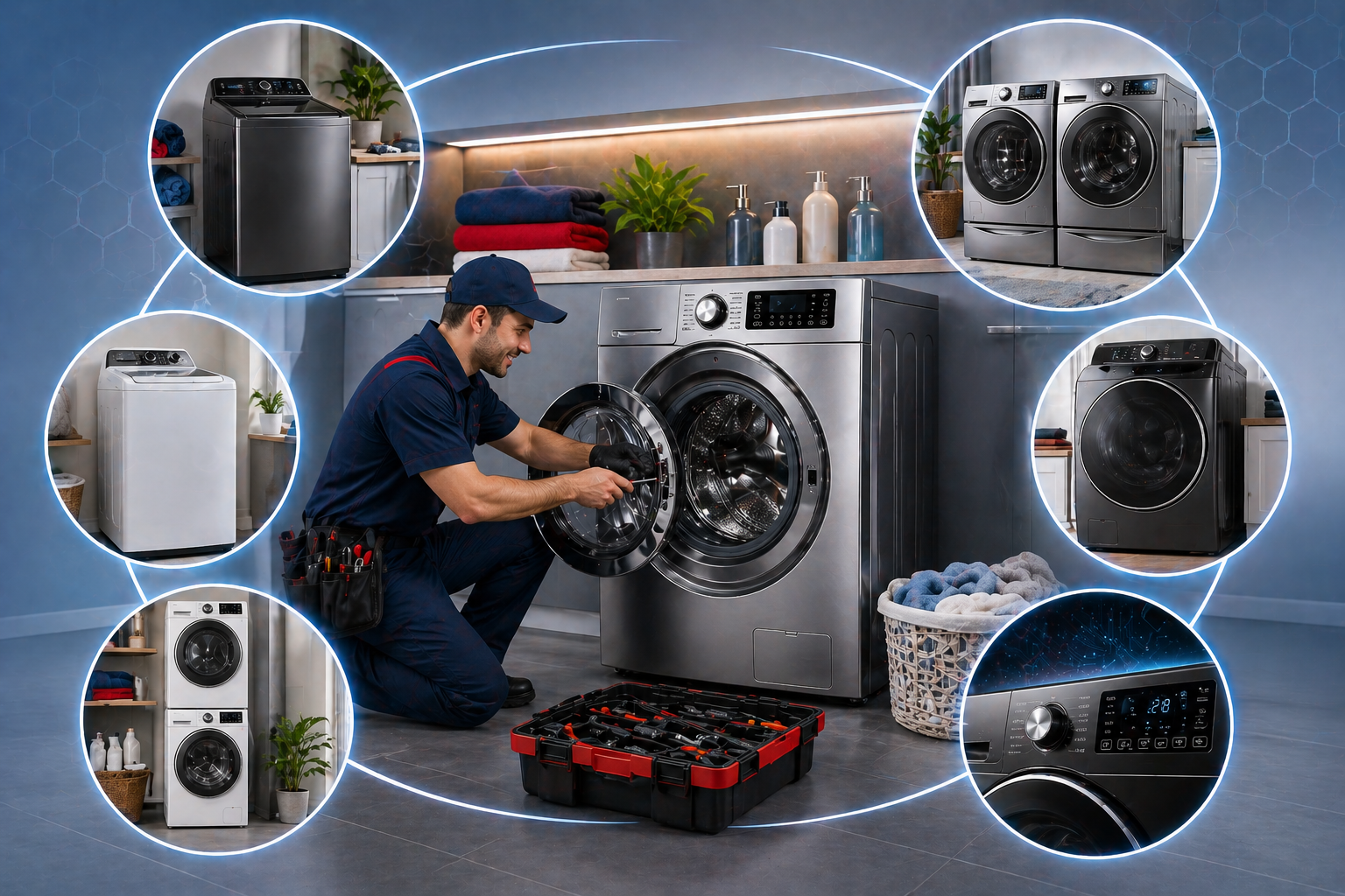 Técnico reparando lavadora Frigidaire en Panamá