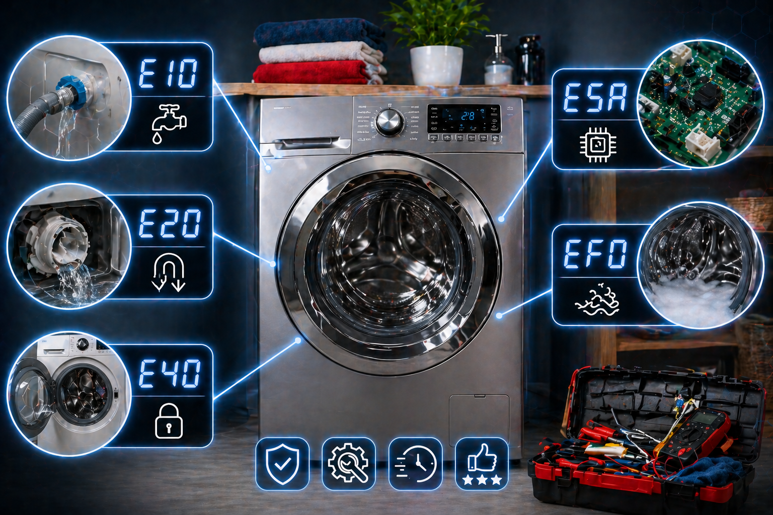 Técnico reparando lavadora Frigidaire en Panamá