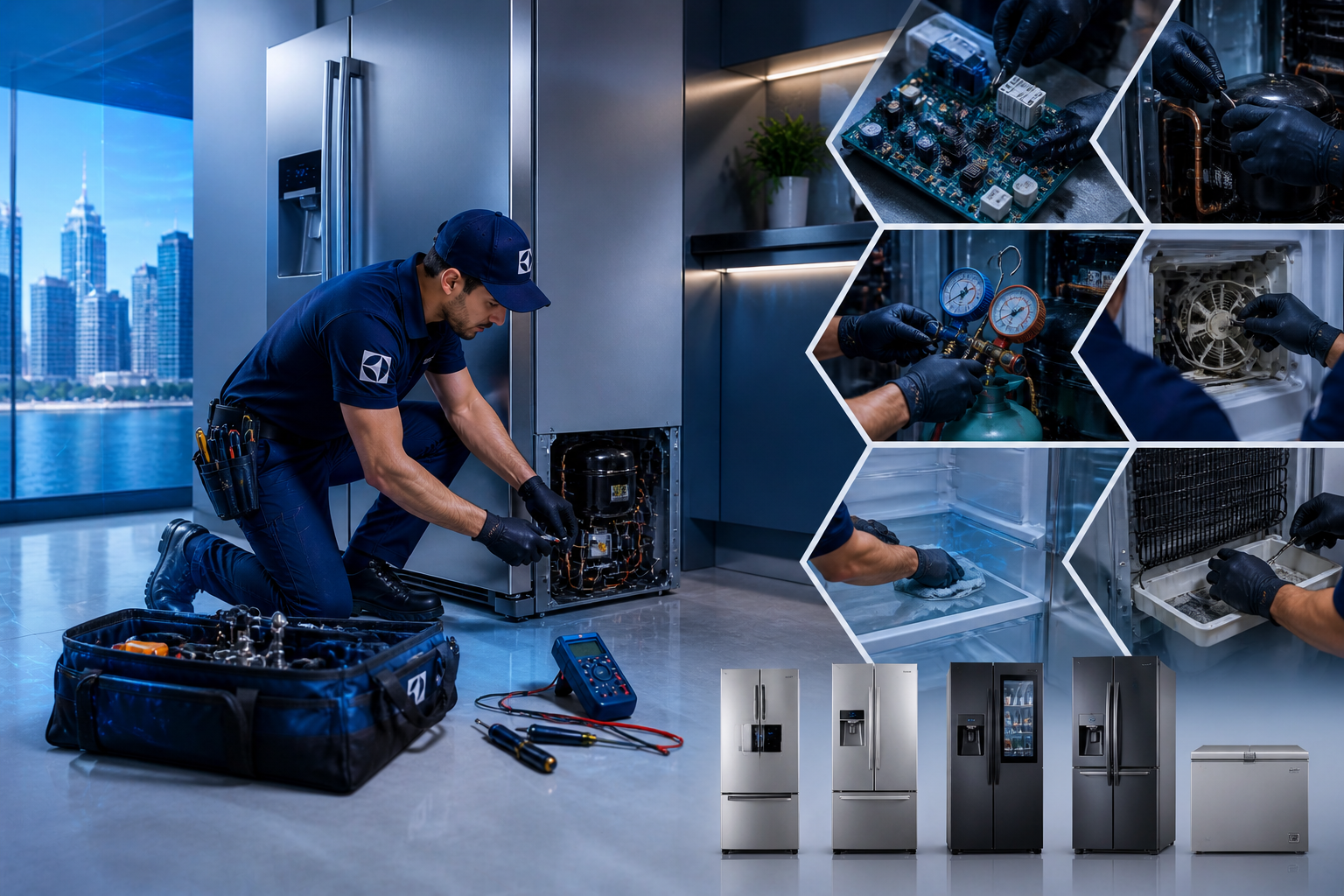 Técnico de servicio Electrolux Panamá reparando nevera a domicilio