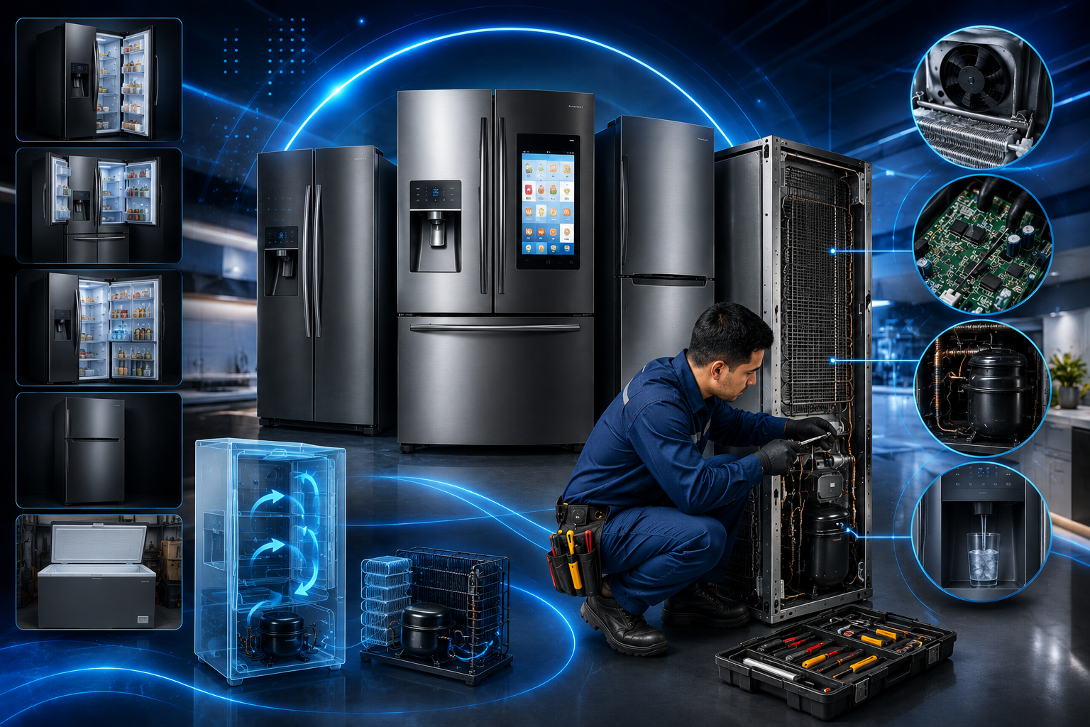 Técnico reparando nevera Samsung en Panamá