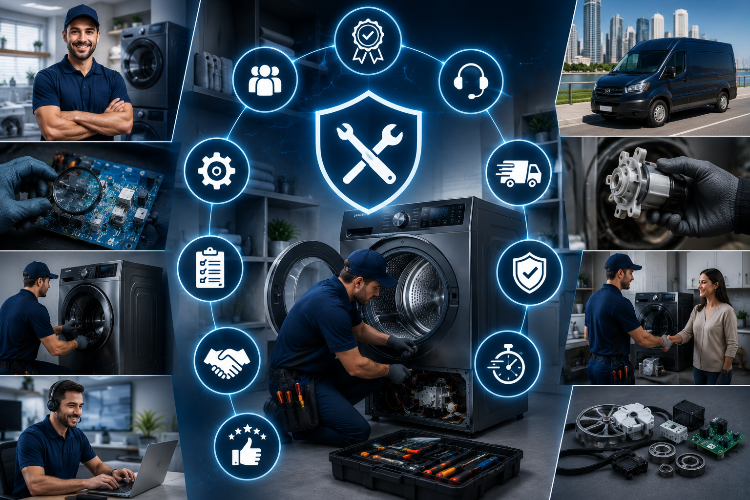 Técnico reparando secadora Samsung en Panamá